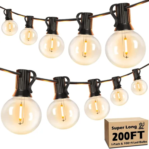 Miniatura 8 de Luces de Cadena LED para Exteriores de 50 Pies Impermeables, Brillantes 2700K, Luces de Cadena para Patio LED con 27 Bombillas Globo G40