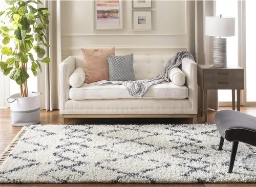 Miniatura 6 de SAFAVIEH Alfombra de área de 8 x 10 pulgadas, colección Pro Luxe Shag - Grande, borla bohemia marroquí, no desprende pelusa y fácil de limpiar, pelo