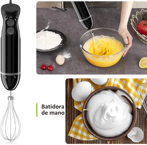Miniatura 4 de Bonsenkitchen Batidora de inmersión de mano, batidora de mano de 2 velocidades de mezcla eléctrica con cuchillas afiladas, batidora de mano 3 en 1