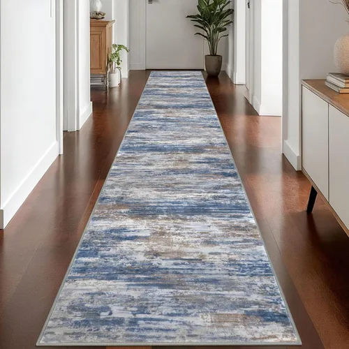 Miniatura 56 de KOZYFLY – Alfombra de pasillo moderna y lavable de diseño abstracto verde, 2 x 5 pies, antideslizante, suave y de pelo corto, ideal para cocina