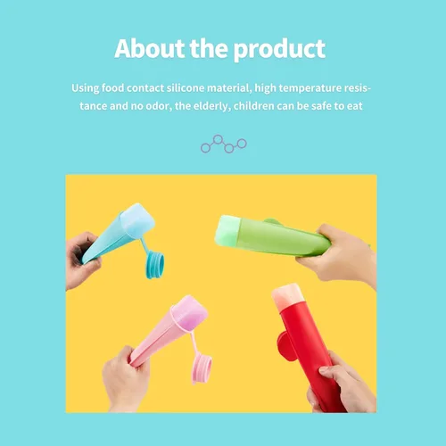 Miniatura 5 de 6 moldes para paletas de hielo, moldes de silicona para niños, tubos reutilizables para congelador, molde multicolor para paletas de hielo, máquina