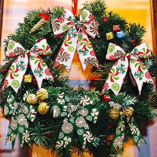 Miniatura 2 de Yinder 2 rollos de cinta de Navidad de 20 yardas, cinta roja y verde con purpurina de 2.5 pulgadas, cinta decorativa para coronas, caja de regalo