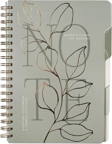 Fringe Studio 343PA001FSC - Cuaderno con pestaña grande, tapa flexible de tapa blanda, 5 divisores de materia/troquelado, 7.25 x 10 pulgadas, 180