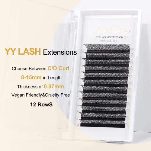 Miniatura 3 de Extensiones de pestañas YY, extensiones de pestañas Y, rizo D, 0.003 in, 0.472 in, bandeja mixta en forma de Y, volumen 4D, pestañas postizas de uso