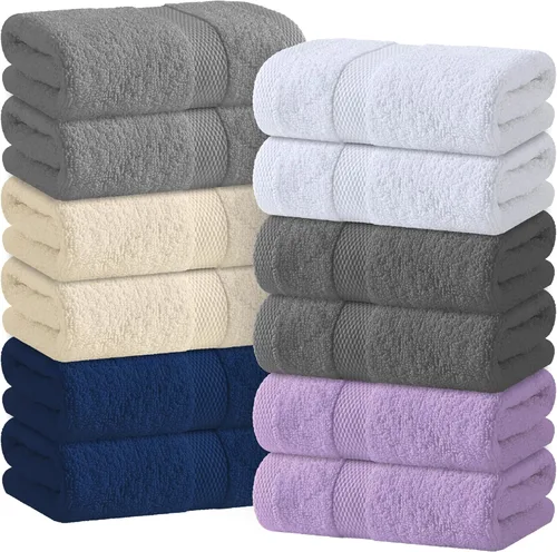 Miniatura 10 de Toallas de mano blancas clásicas para baño [paquete de 12] Toallas de mano de algodón a granel para gimnasio, cocina y spa, 16x27 pulgadas, toallas