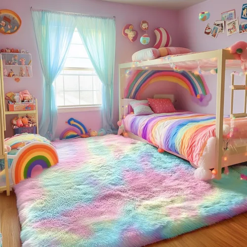 Miniatura 8 de PAGISOFE - Alfombras arcoíris de 6 x 9 pies, alfombra grande y esponjosa, alfombras de felpa para habitación de niñas, habitaciones de niños, 1