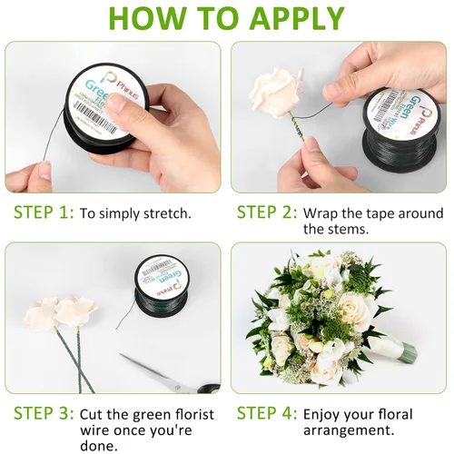 Miniatura 6 de Alambre floral, 110 yardas de calibre 22, alambres verdes para floristería, cables flexibles de alambre verde para manualidades, coronas de Navidad