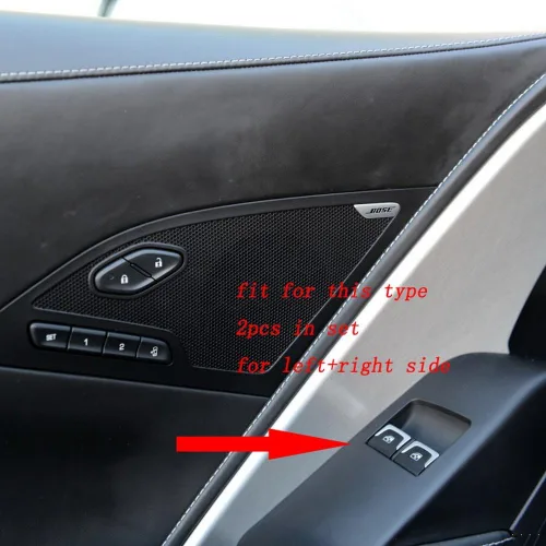 Miniatura 4 de Interruptor de elevación de ventana de puerta de fibra de carbono cubierta moldura accesorios para 2014 2015 2016 2017 2018 Chevrolet Corvette C7