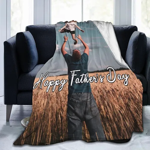 Miniatura 3 de Manta personalizada para papá, manta personalizada con texto de fotos, regalos personalizados de cumpleaños para papá de hija, hijo, esposa, familia