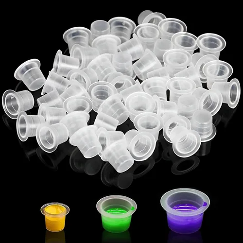 Miniatura 8 de Kit de tapas y soportes de tinta de tatuaje, 300 vasos de tinta desechables (S/M/L) + 2 soportes negros, diseño apilable para tatuadores