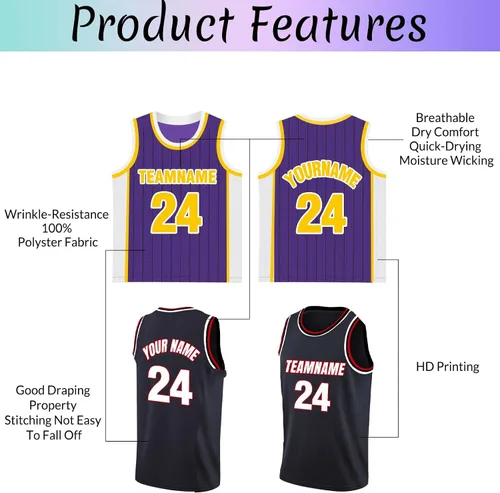 Miniatura 7 de Camiseta de baloncesto personalizada con número de nombre del equipo, camiseta de práctica personalizada para hombres, jóvenes, niños, universidad