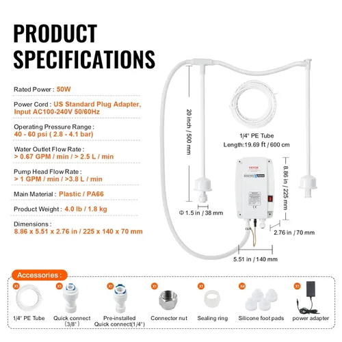 Miniatura 8 de VEVOR Sistema de bomba dispensador de agua embotellada, sistema de dispensación de 2 x 5 galones, dispensador eléctrico automático de agua, bomba