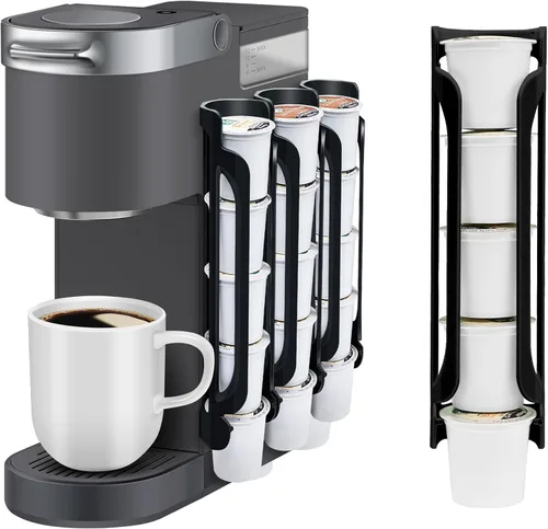 kedofa Portavasos K para Keurig: soportes para cápsulas de café para mostrador de espacio pequeño, soportes para Kcup para montaje en pared (3, Negro