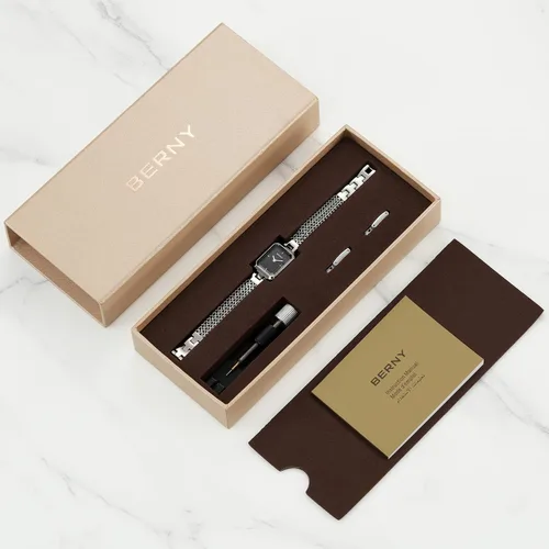 Miniatura 7 de BERNY Relojes para mujer, fácil de cambiar el tamaño, reloj de pulsera para mujer, de acero inoxidable, de lujo, a la moda, pequeño, cuadrado