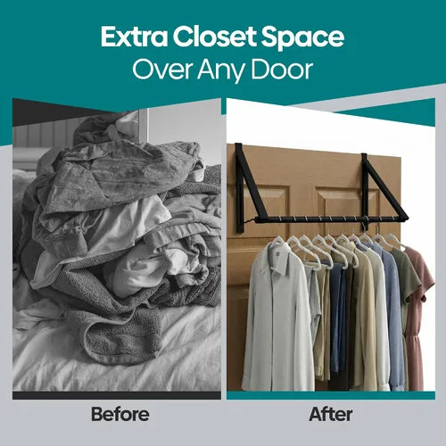 Miniatura 8 de HOLDN' STORAGE Colgador para colgar sobre la puerta, organizador plegable para colgar ropa, abrigos y toallas, ideal para dormitorios, lavandería