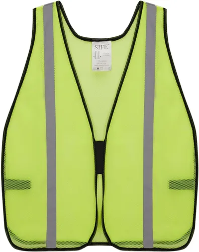 Miniatura 10 de SIFE Paquete de 10 chalecos de seguridad reflectantes de alta visibilidad, hechos de tela de malla transpirable y naranja neón con diseño elástico
