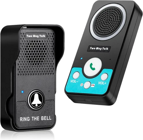 Timbre inalámbrico con altavoz de audio de 2 vías, timbre de puerta de conversación natural manos libres, rango de 1300 pies, volumen de 8 niveles,