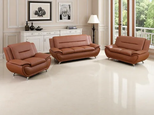 Miniatura 27 de Juego de sofá de cuero (3 piezas, cuero negro B), muebles de sala de estar para apartamento, material de estilo minimalista, fácil montaje B-cuero