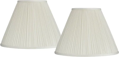 Juego de 2 pantallas plisadas de hongos para lámpara imperio (premontadas), color beige, parte superior grande de 7 pulgadas x 16 pulgadas inferior