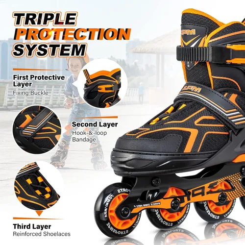 Miniatura 3 de 2PM SPORTS - Patines en línea ajustables Torinx verde para niños, patines divertidos para principiantes para niños, jóvenes, niñas, hombres y mujeres