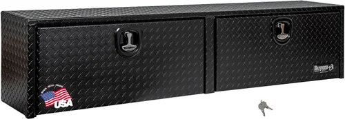 Buyers Products 1721551 - Caja de camión de aluminio negro con tracción en diamante y tapa superior con puerta abatible, 72 x 13 x 16 pulgadas,