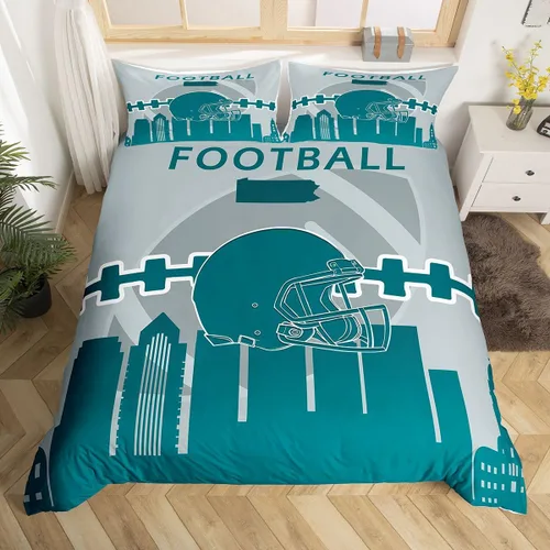 Miniatura 18 de Erosebridal Funda de edredón de fútbol tamaño individual, juego de ropa de cama de fútbol para niños, niños y niñas, funda de edredón con 1 funda