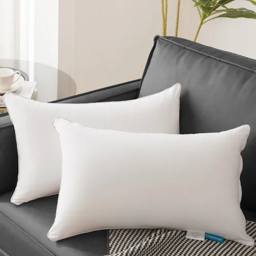 Miniatura 2 de Oubonun Paquete de 2 rellenos de almohada lumbar de 12 x 20 pulgadas, 100% algodón, transpirable, funda rectangular de cojín cuadrado, cojines