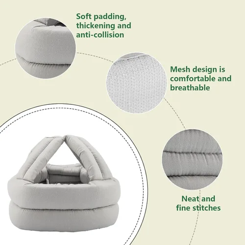 Miniatura 3 de Plplaaoo Casco protector grueso y suave anticaídas para personas mayores, sombrero de protección de cabeza transpirable ajustable para recuperación