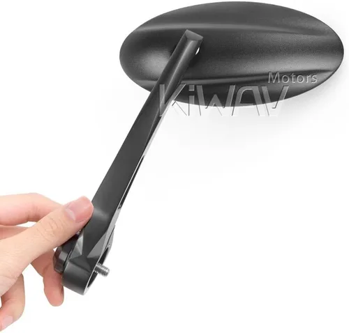 Miniatura 9 de KiWAV Espejos de extremo de barra de motocicleta ultra negro compatible con manillar roscado M6