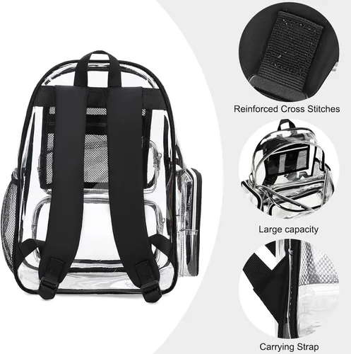 Miniatura 137 de CAMTOP Mochila transparente resistente y transparente para estudiantes, escuela, trabajo, festival, viajes, deportes, Beige, Mediana, Camtop Mochila