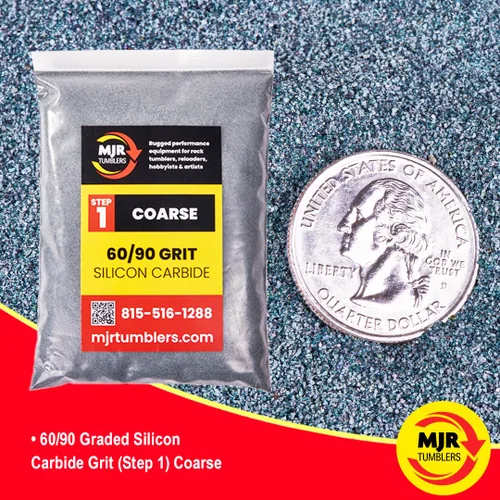 Miniatura 2 de 5 libras de grano de pulido de roca de carburo de silicio grueso MJR Tumblers Premium 60/90 para el paso/etapa 1, MJR Tumblers es una empresa