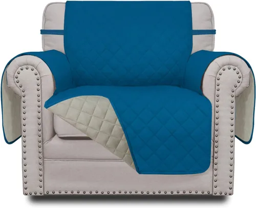 Miniatura 223 de Easy-Going - Funda para sofá, futón y sillón sin reposabrazos, reversible, resistente al agua, para mascotas y niños (azul oscuro/azul claro)