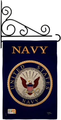 Miniatura 25 de Breeze Decor Bandera de jardín de 13 x 18.5 pulgadas, con licencia oficial de las Fuerzas Armadas de los Estados Unidos de la Marina de los Estados