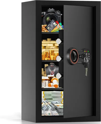 Miniatura 12 de [19.7 pulgadas de alto] Caja fuerte grande para el hogar, cajas fuertes antirrobo con sistema de alarma doble, teclado programable y llaves