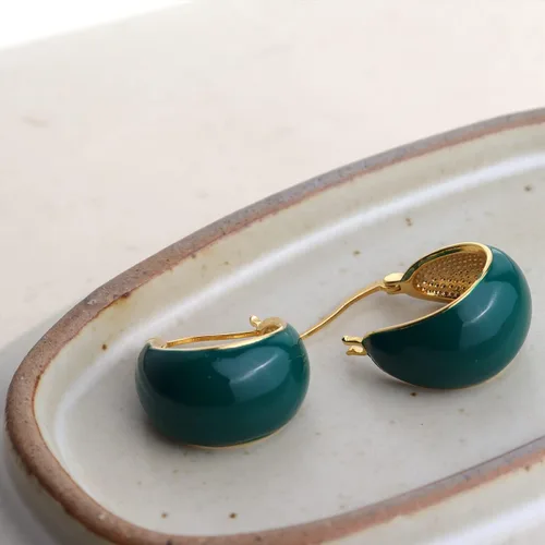Miniatura 6 de Sonateomber Aretes de aro gruesos y gruesos para mujer, diseño vintage dorado con circonita cúbica, orejas sensibles, hipoalergénicas, regalo