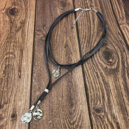 Miniatura 6 de XULAVA Gargantilla bohemia para mujer, collar en capas de ante negro y marrón para mujeres, adolescentes, niñas, joyería bohemia, collares largos