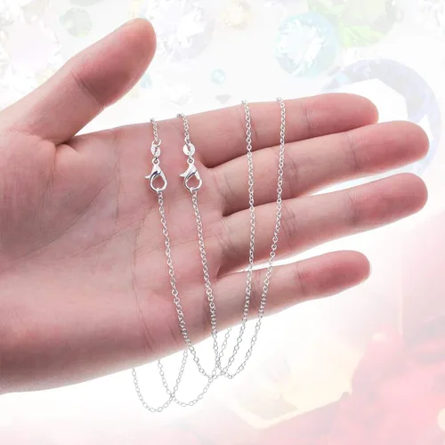 Miniatura 5 de selizo Paquete de 30 cadenas para hacer joyas a granel, cadenas chapadas en plata, para hacer collares, joyas, 0.047 in (20 pulgadas)
