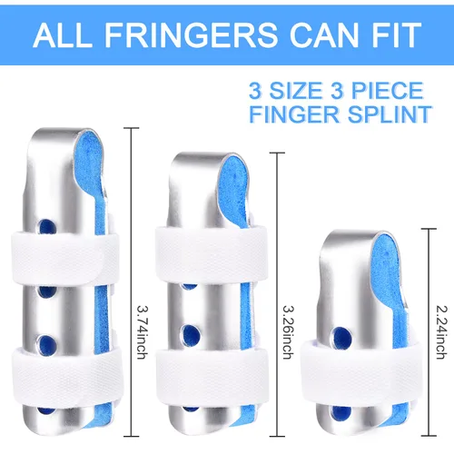 Miniatura 7 de Sopito - Férula para dedos, 3 piezas, soporte para dedos, estabilizador para dedos fracturados, enderezar nudillos con artritis, inmovilización, azul