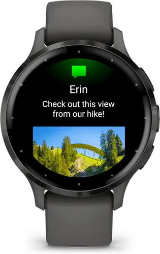 Miniatura 4 de Garmin Venu 3S Advanced Fitness and Health Tracker Smartwatch con bisel de acero inoxidable pizarra con caja gris guijarro y banda de silicona