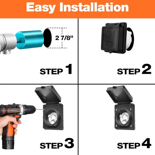 Miniatura 7 de Enchufe de alimentación Twist Lock para RV de 30 AMP, entrada de energía de 125V/120V, entrada de energía para RV con 3 pines de acero inoxidable