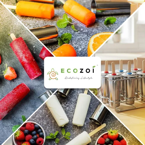 Miniatura 9 de Ecozoi Moldes de paletas de acero inoxidable, 6 máquinas de paletas de hielo de metal, 30 palitos de bambú reutilizables, 12 sellos de silicona y 1