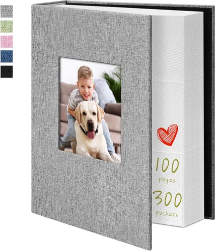 Miniatura 10 de Álbum de fotos Yopih 4x6 100 bolsillos con cubierta de lino, álbumes de fotos para familia, boda, bebé, libro de fotos con capacidad para imágenes