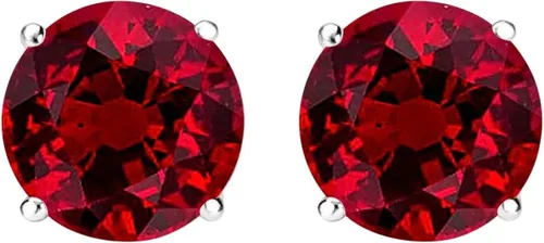 Miniatura 2 de 12-10 Carat Total Weight Natural Ruby Stud Earrings 4 Prong Push Back