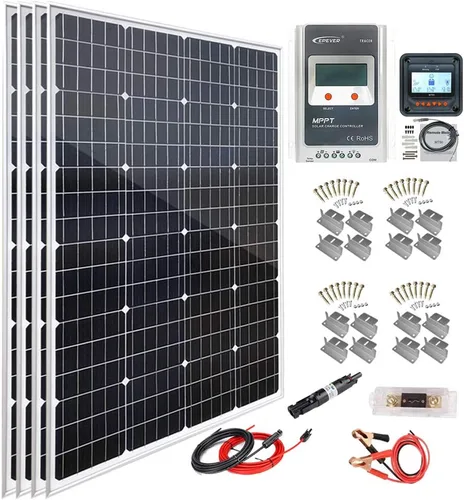 Miniatura 7 de Kit de panel solar de 100 vatios y 12 voltios fuera de la red con panel solar monocristalino de 120 W y controlador de carga MPPT de 20 A, monitor