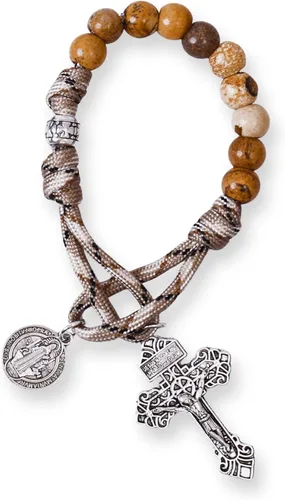 Miniatura 30 de Nazareth Store Rosario de cuerda de paracaídas de San Miguel, collar de rosario resistente y rosario de una década, cuentas de piedra natural