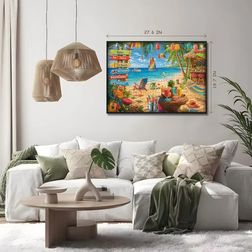 Miniatura 6 de Beach Puzzle for Adults 1000 Pieces, Summer Puzzle Ocean Cozy Holiday, Tropical Seaside Flower Plant Jigsaw Puzzle