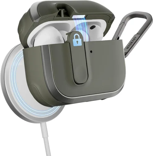 Miniatura 10 de MAGEASY Odyssey - Funda para AirPods Pro 2, funda resistente para AirPods Pro con bloqueo seguro, clip de mosquetón para protección a prueba