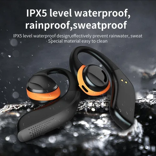 Auriculares inalámbricos Bluetooth de oreja abierta, control táctil, conducción de aire, auriculares deportivos IPX5 impermeables, 50 horas de Negro