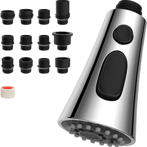 Miniatura 9 de Hibbent Reemplazo del cabezal del grifo de cocina, boquilla de pulverización de 3 funciones del cabezal del grifo de cocina con 9 adaptadores