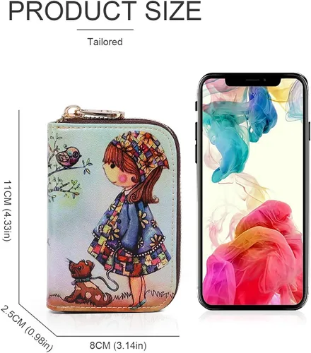 Miniatura 5 de APHISON RFID - Tarjetero carteras para mujer Funda para tarjetas de piel con cremallera para mujerniñaCaja regalo